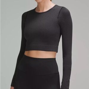 lululemon athletica Charcoal Long Sleeve Crop Top